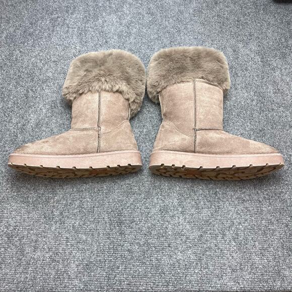 Bamboo Round Toe Faux Fur Top Slip On Casual Womens Mid0Calf Boots Shoes - Picture 5 of 10